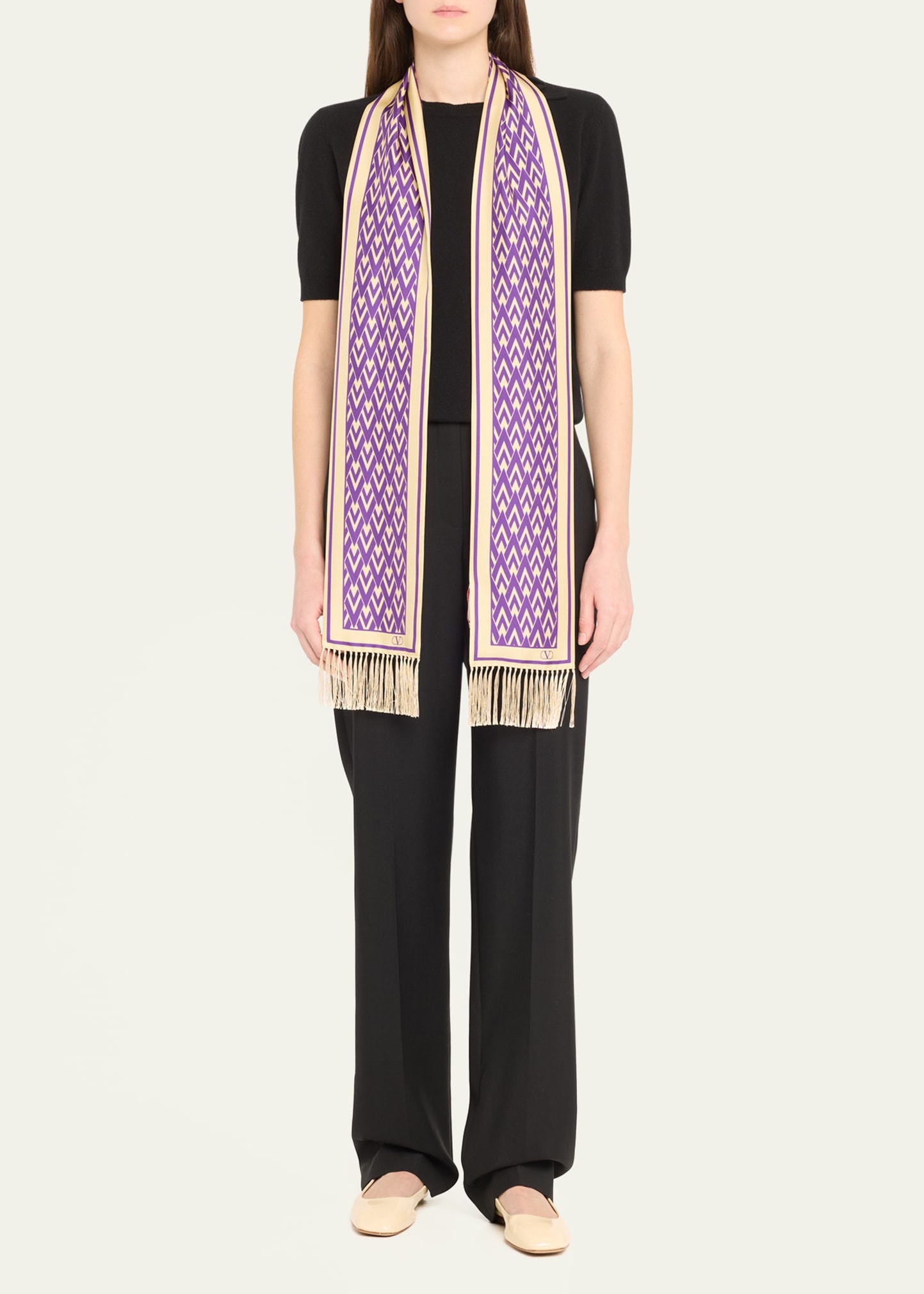 Monogram Fringe-Trim Scarf - 2