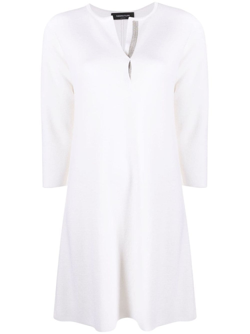 split-neck knitted wool minidress 1