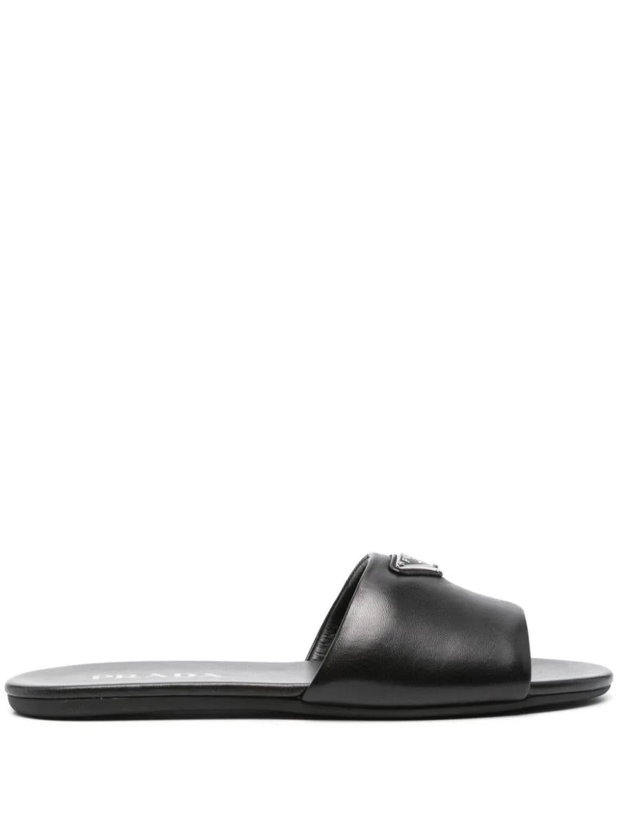 Prada Leather Slide Sandals Shoes - 1