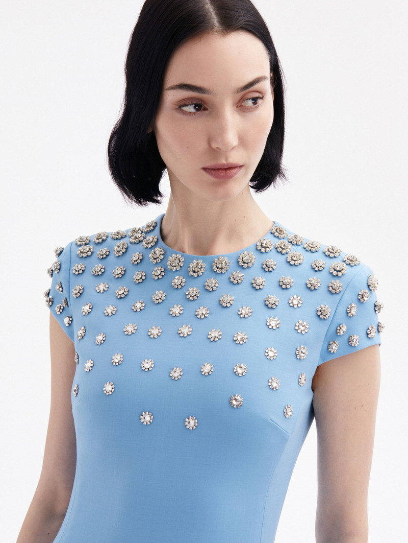 CRYSTAL EMBROIDERED CAP SLEEVE DRESS 4