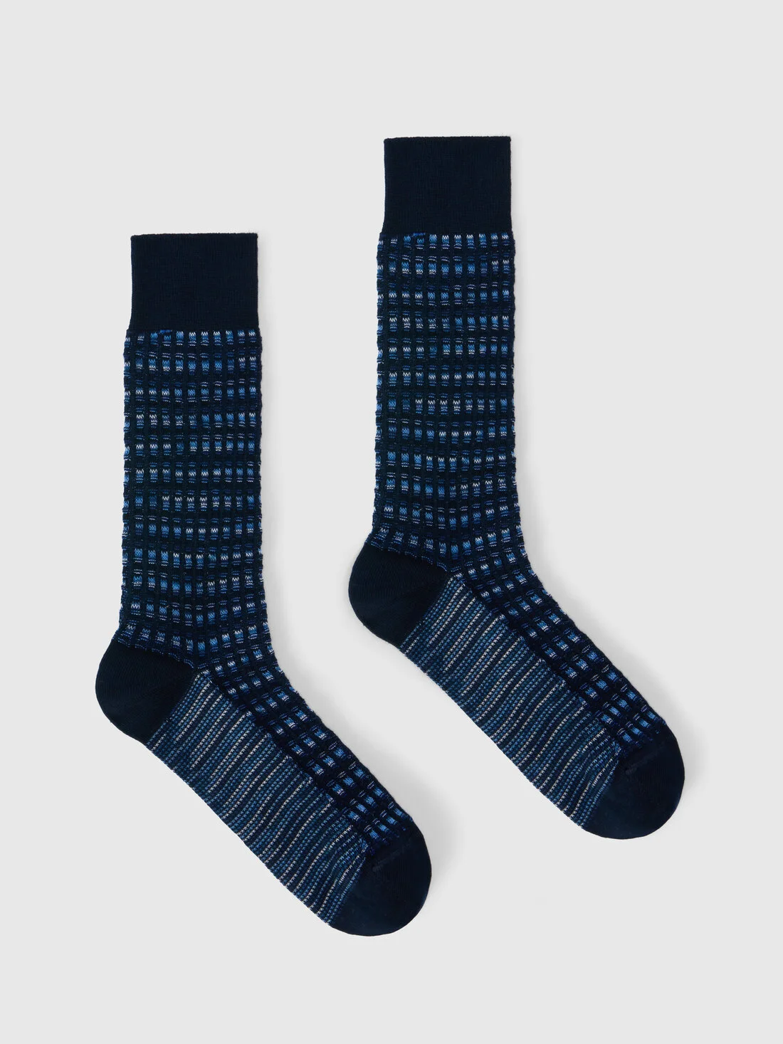 Mid-length cotton-blend socks with check pattern - 1