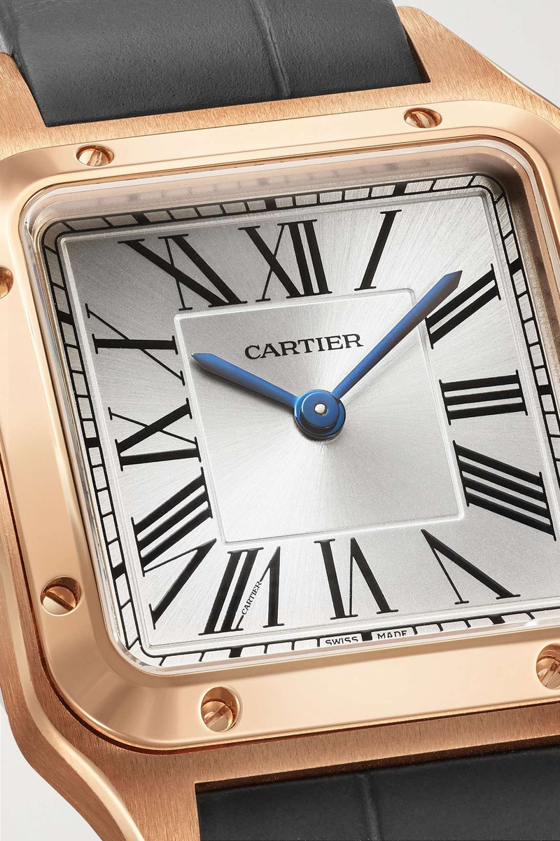 Santos-Dumont 38mm small 18-karat rose gold and alligator watch 5