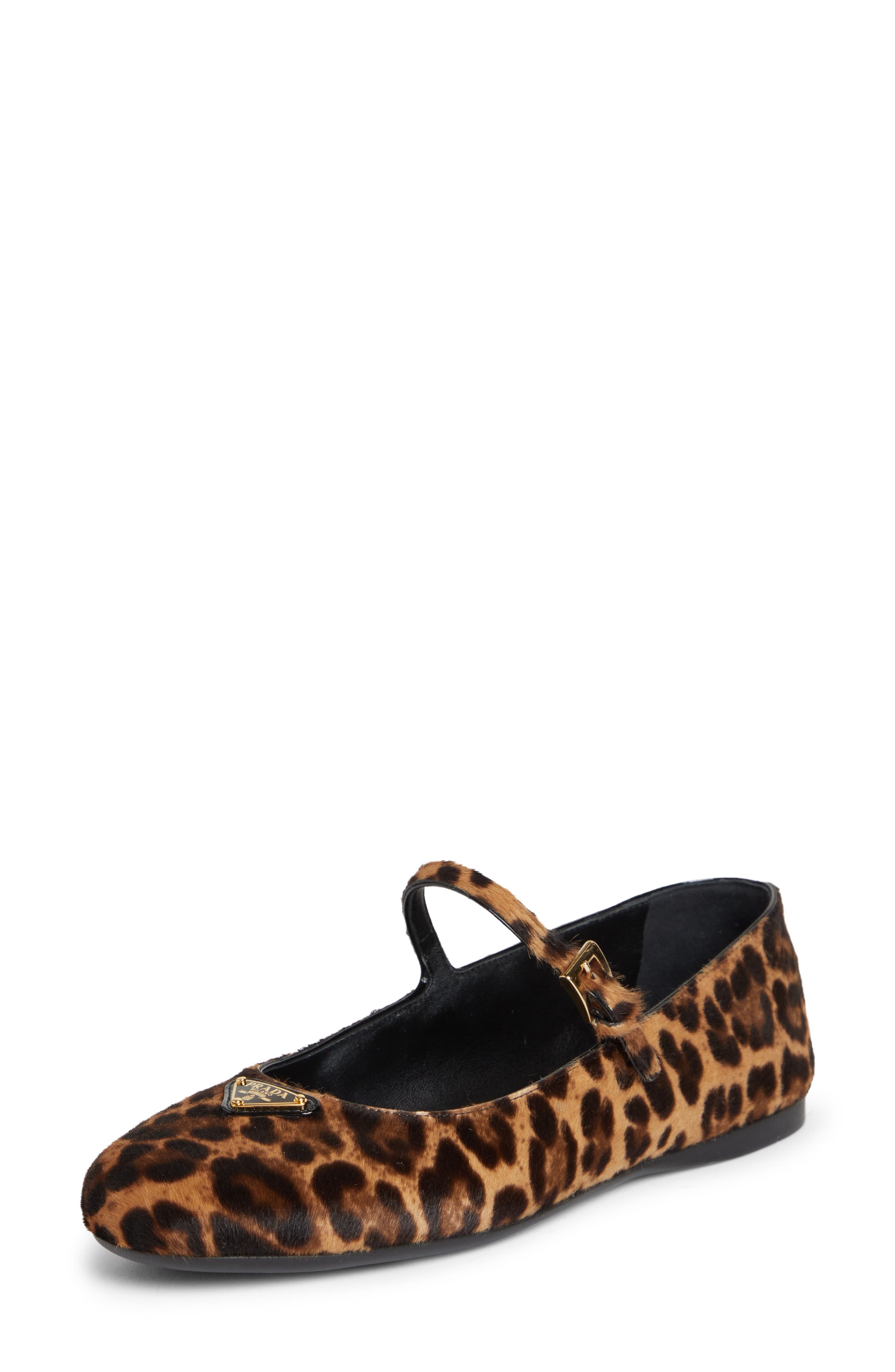 Prada Genuine Calf Hair Mary Jane Flat in Miele Calf Hair Print at Nordstrom - 1