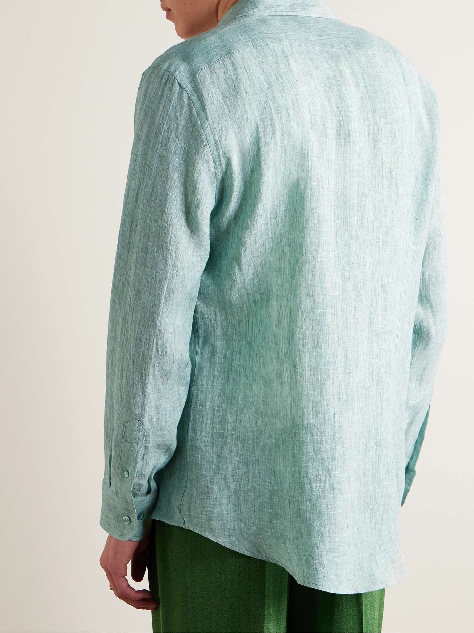 Slim-Fit Logo-Embroidered Linen Shirt - 3