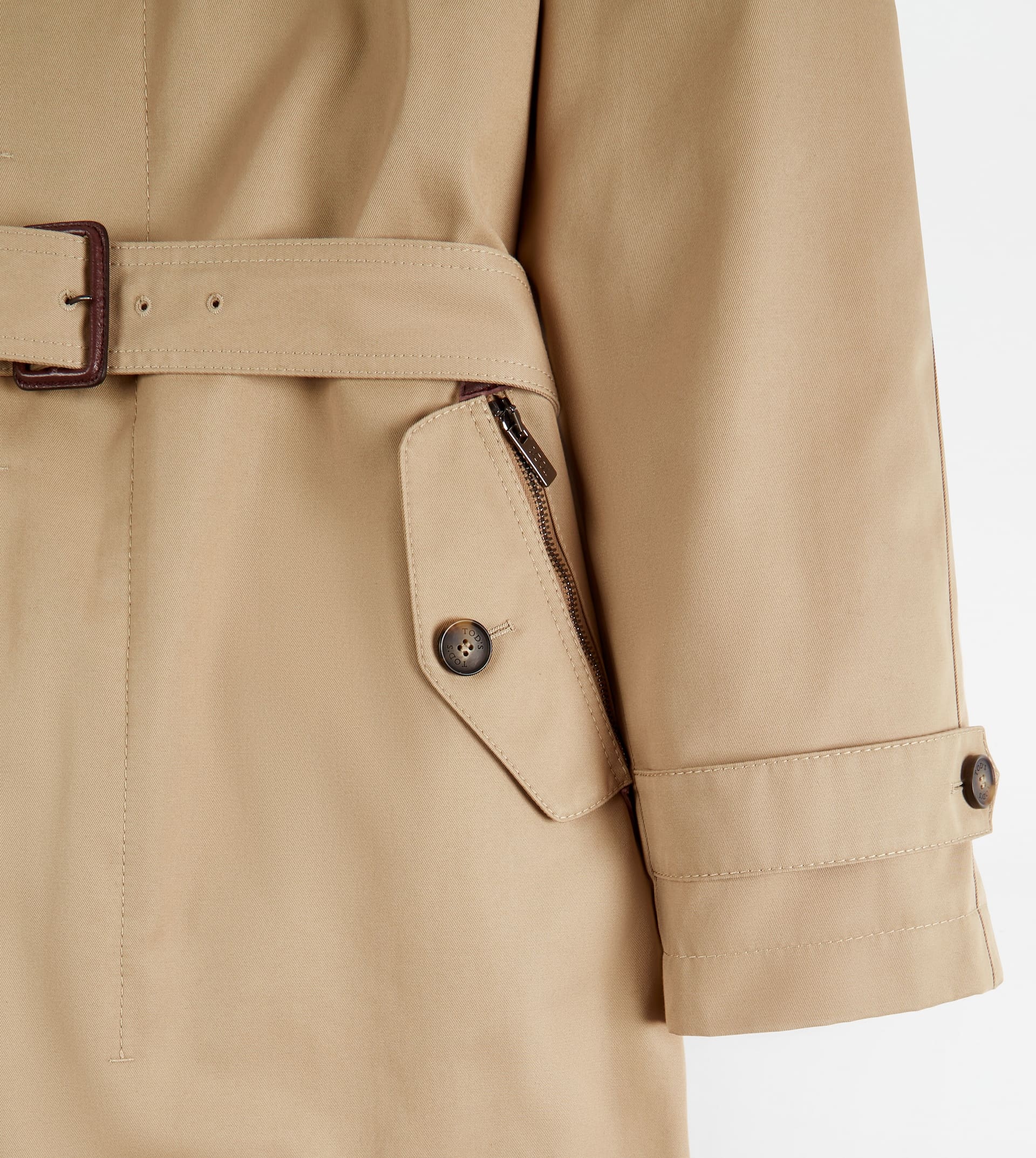 TRENCH COAT WITH INSERTS IN LEATHER - BEIGE - 4