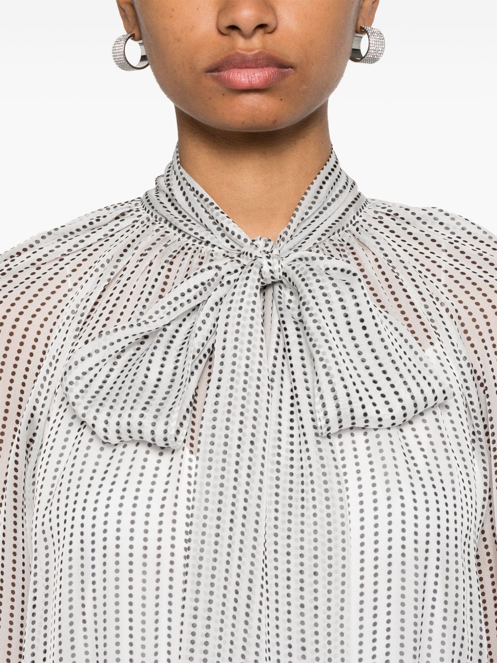 gathered-tie silk blouse - 5