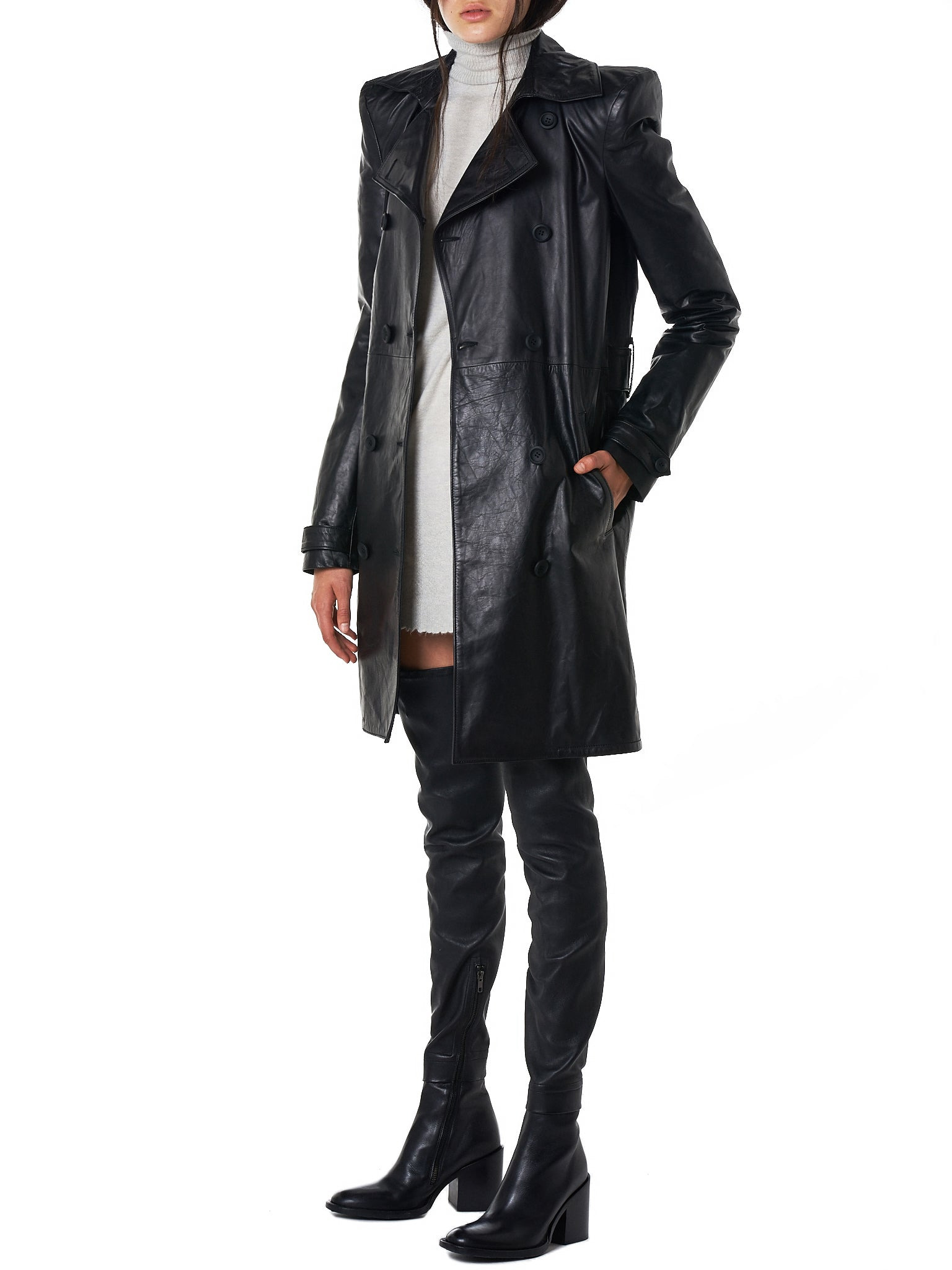 Leather Trench Coat - 8
