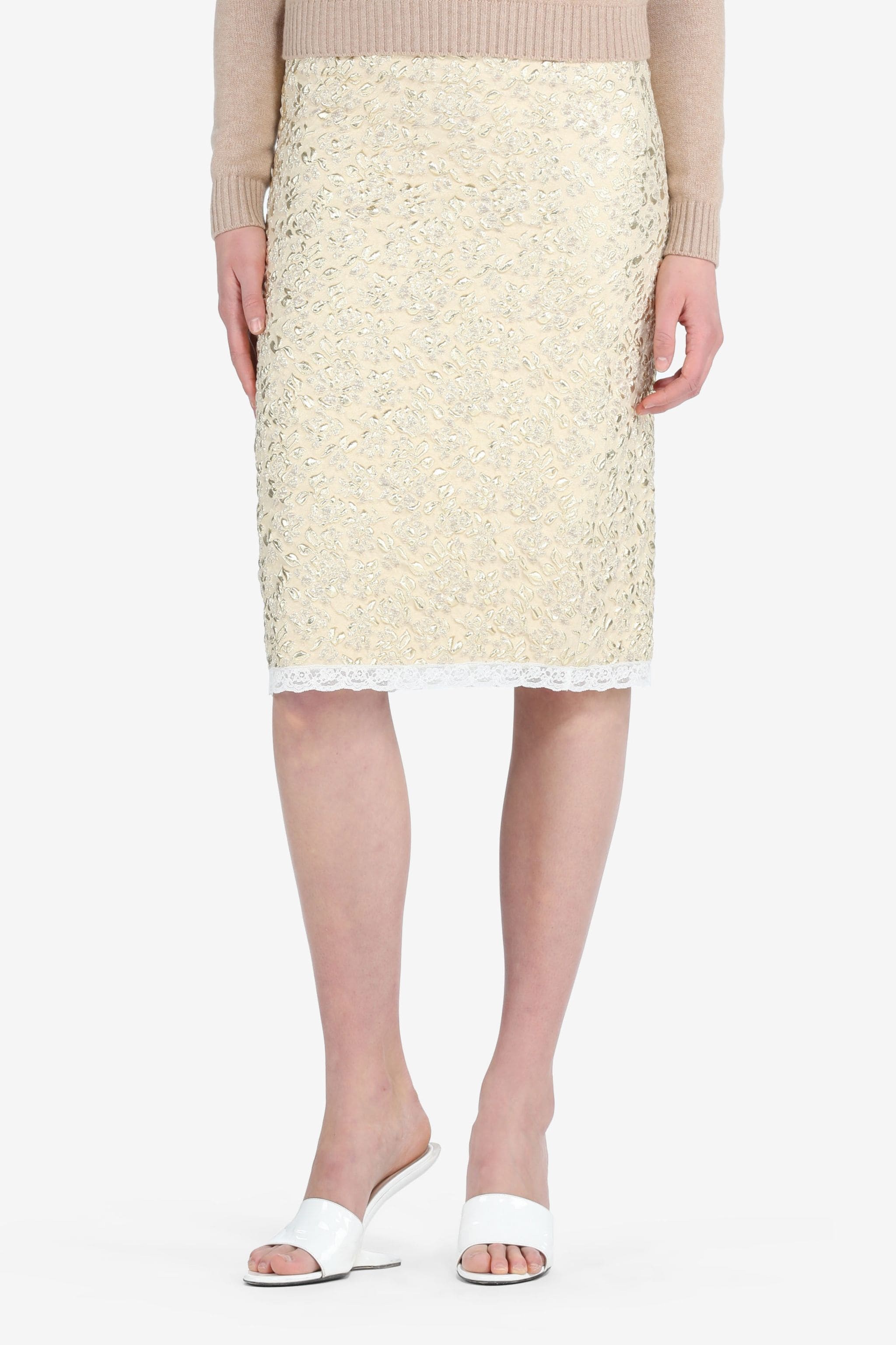 FLORAL-BROCADE SKIRT - 1