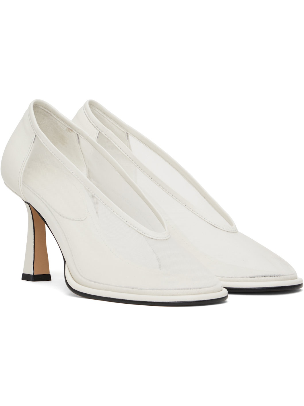 Off-White Poppy Rounded Toe Heels - 4