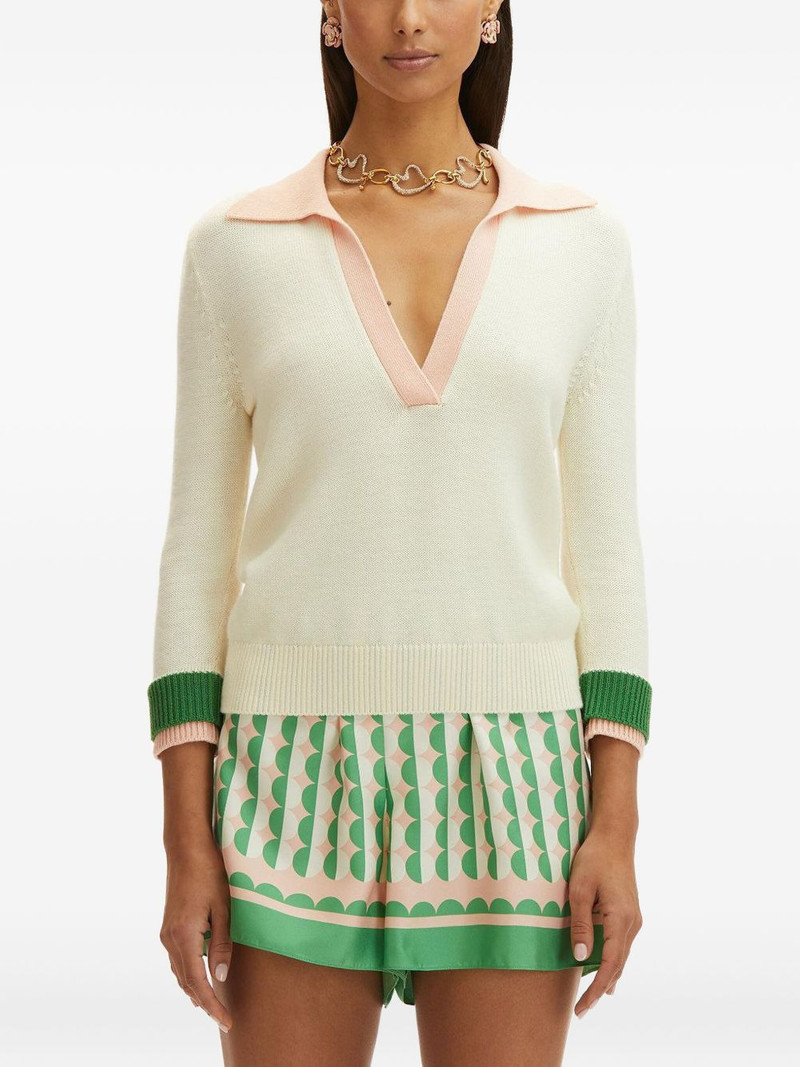 Oscar de la Renta V-neck colour-block sweater outlook