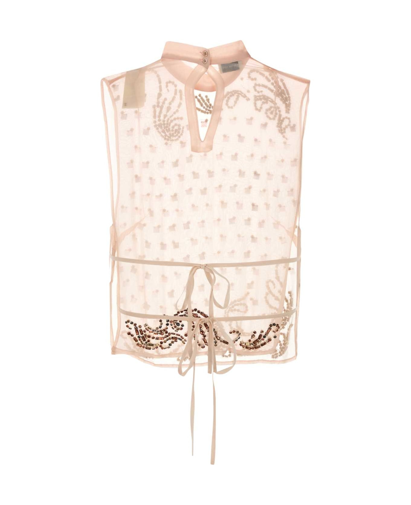 Light Pink Crepe Carmasa Top - 2