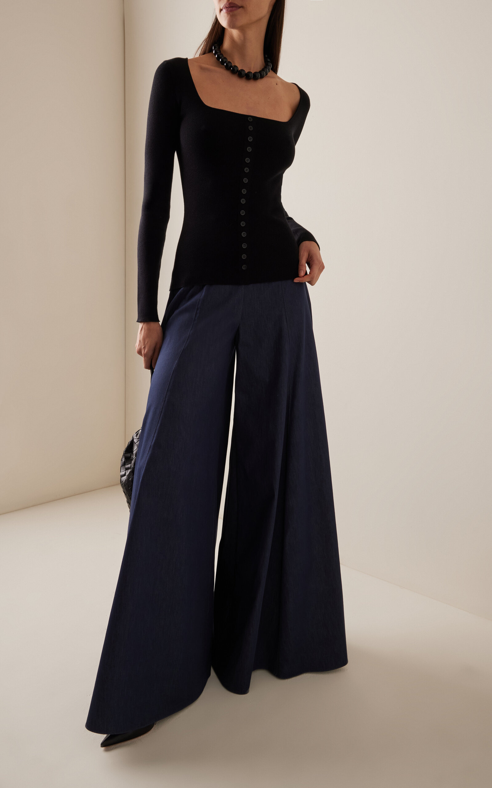Cotton Chambray Palazzo Pants navy - 2