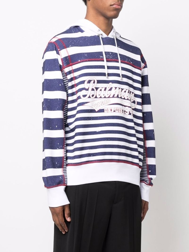 logo-print striped hoodie - 3