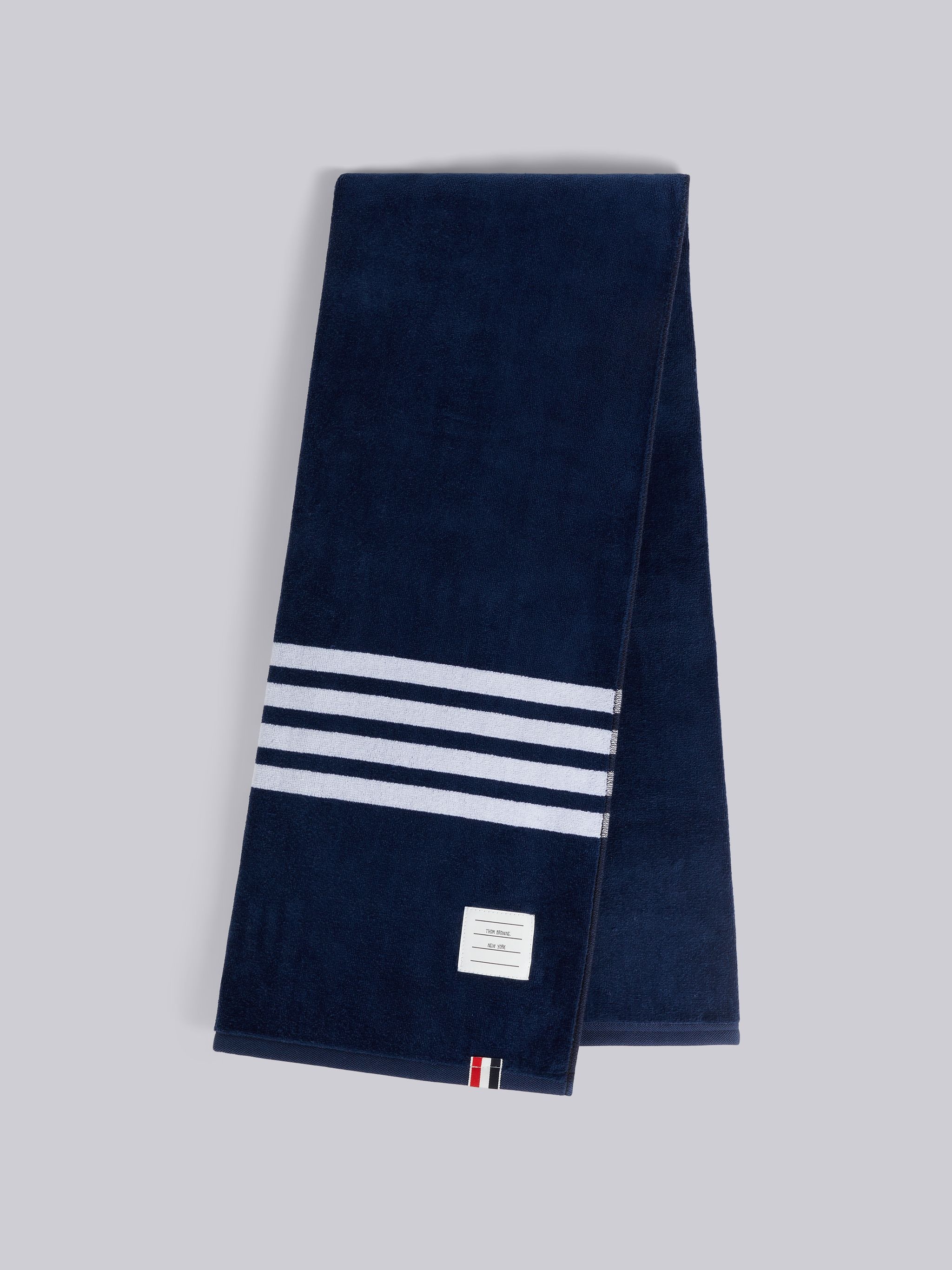 Navy Tricotton Terry 4-Bar Large Gym Towel - 1