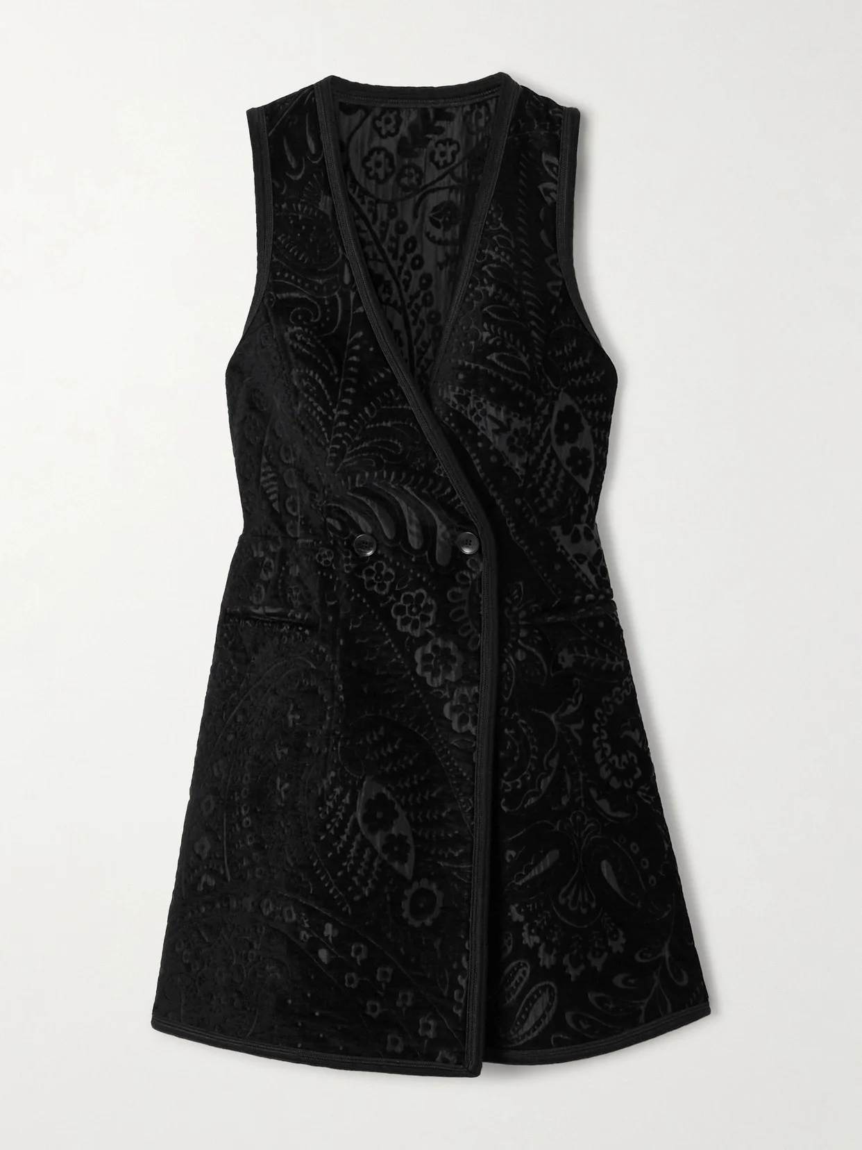 Double-breasted Velvet-jacquard Vest - 1