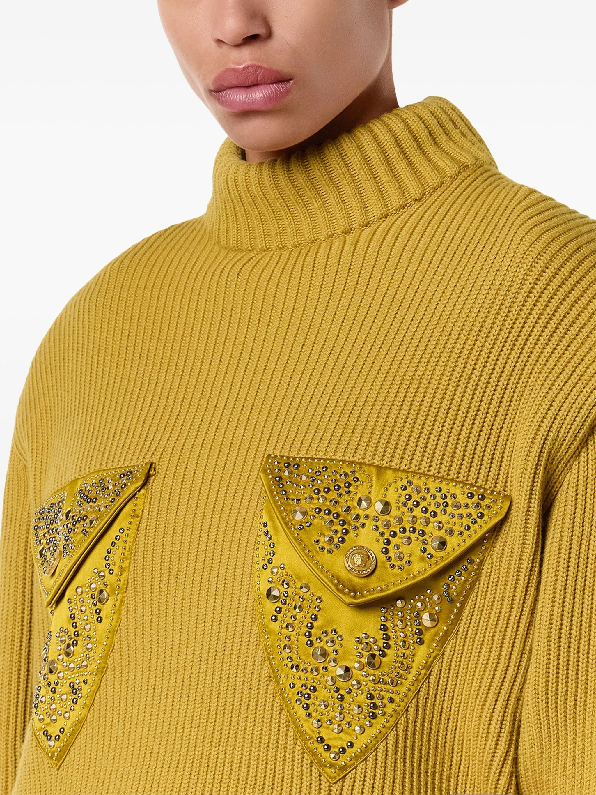 embellished-pocket ribbed sweater - 5