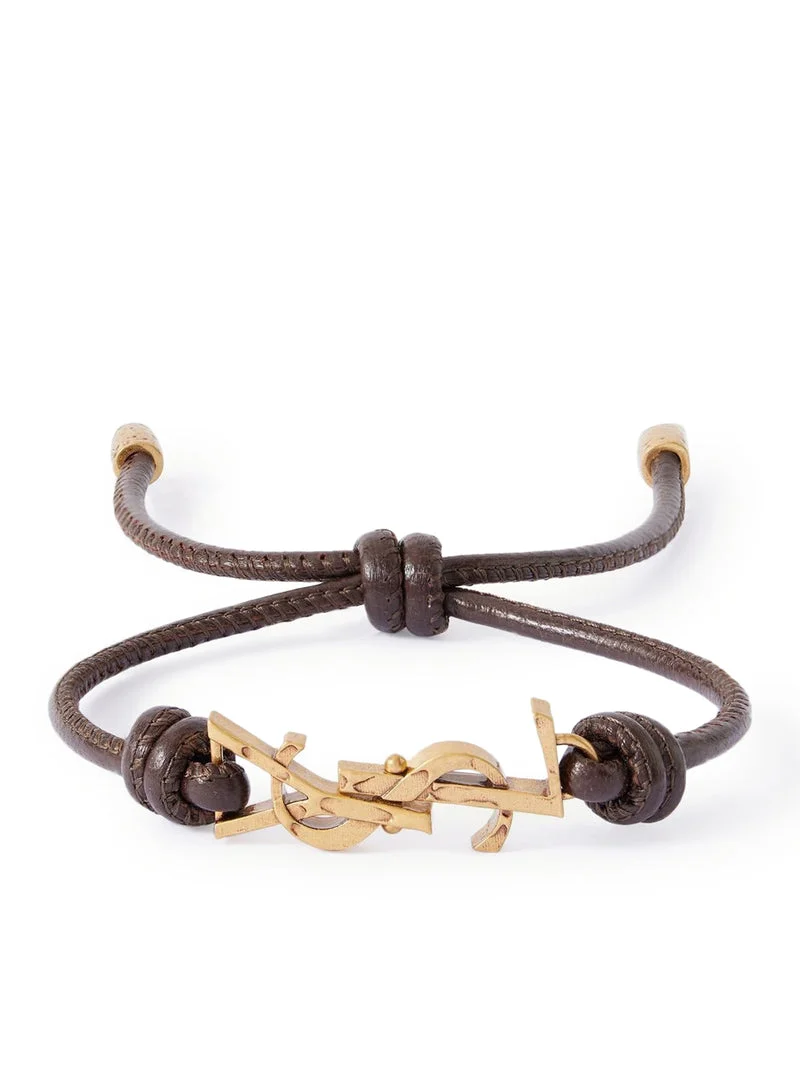 Saint Laurent Men Ysl Woven Nappa Bracelet - 1