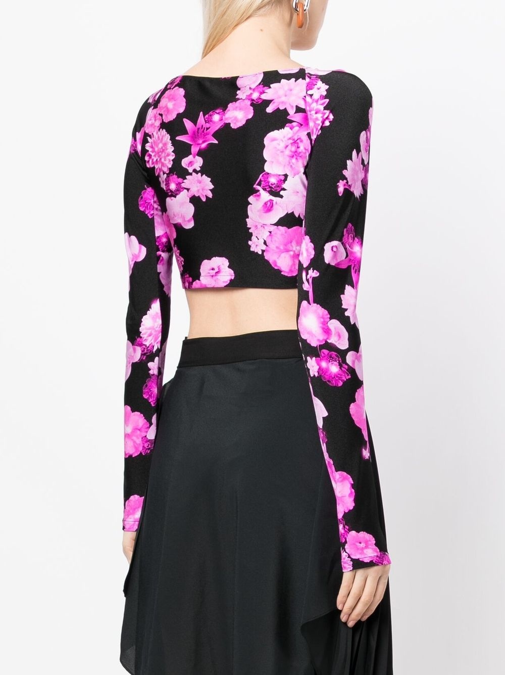 floral-print cropped top - 4