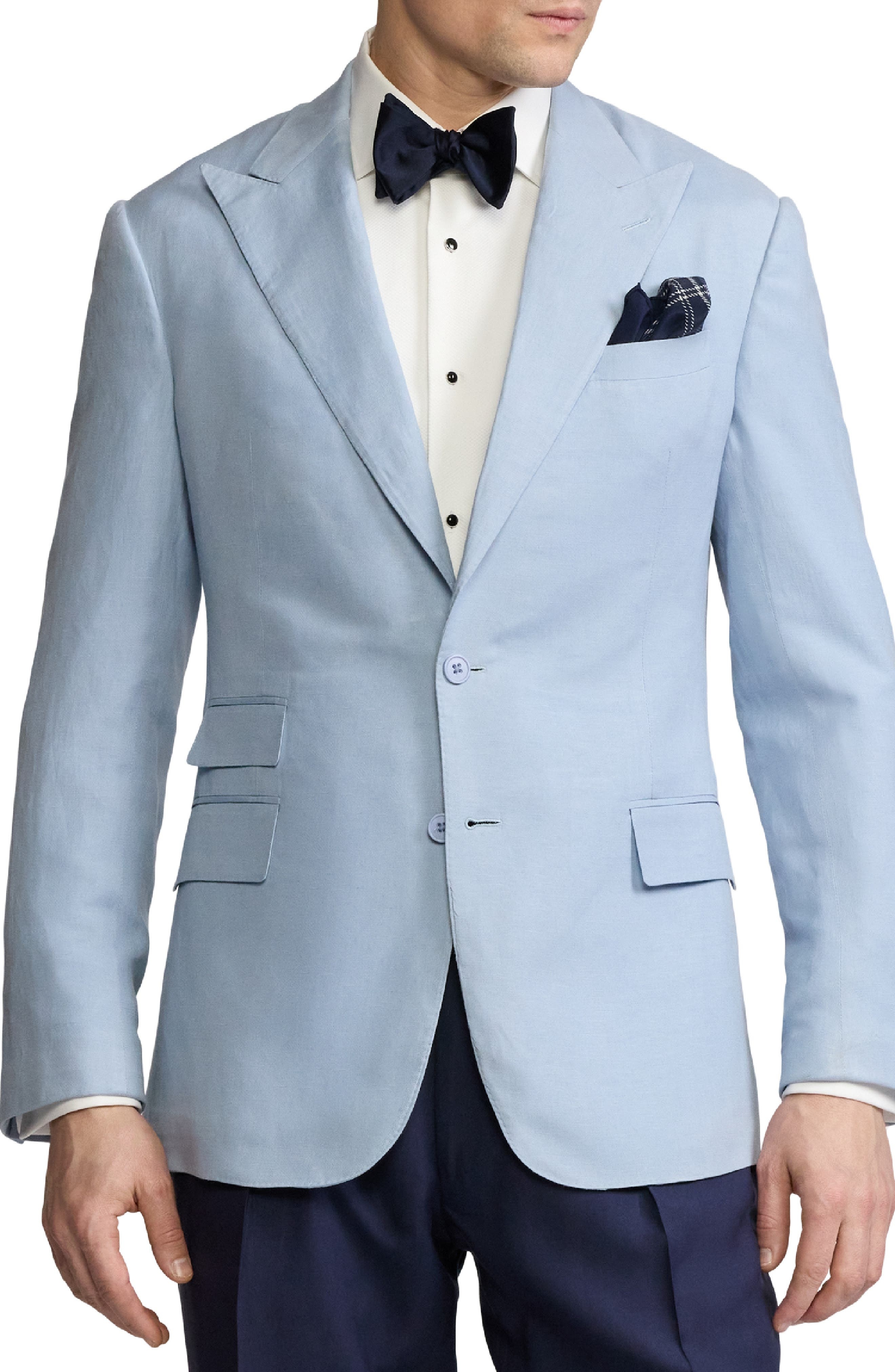 Ralph Lauren Purple Label Single Breasted Silk & Linen Canvas Sport Coat in Chambray Blue at Nordstr - 1