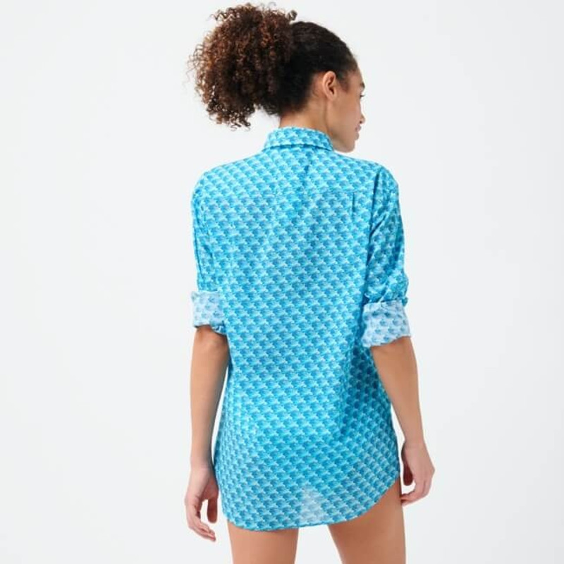 Unisex Cotton Voile Summer Shirt Micro Waves 9