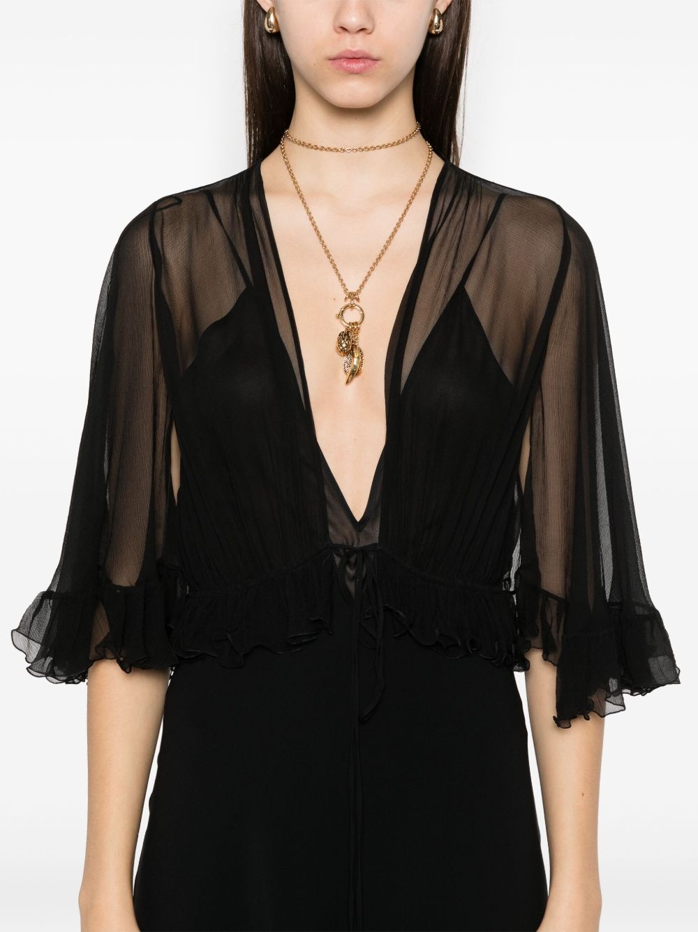 V-neck crepe maxi dress - 5