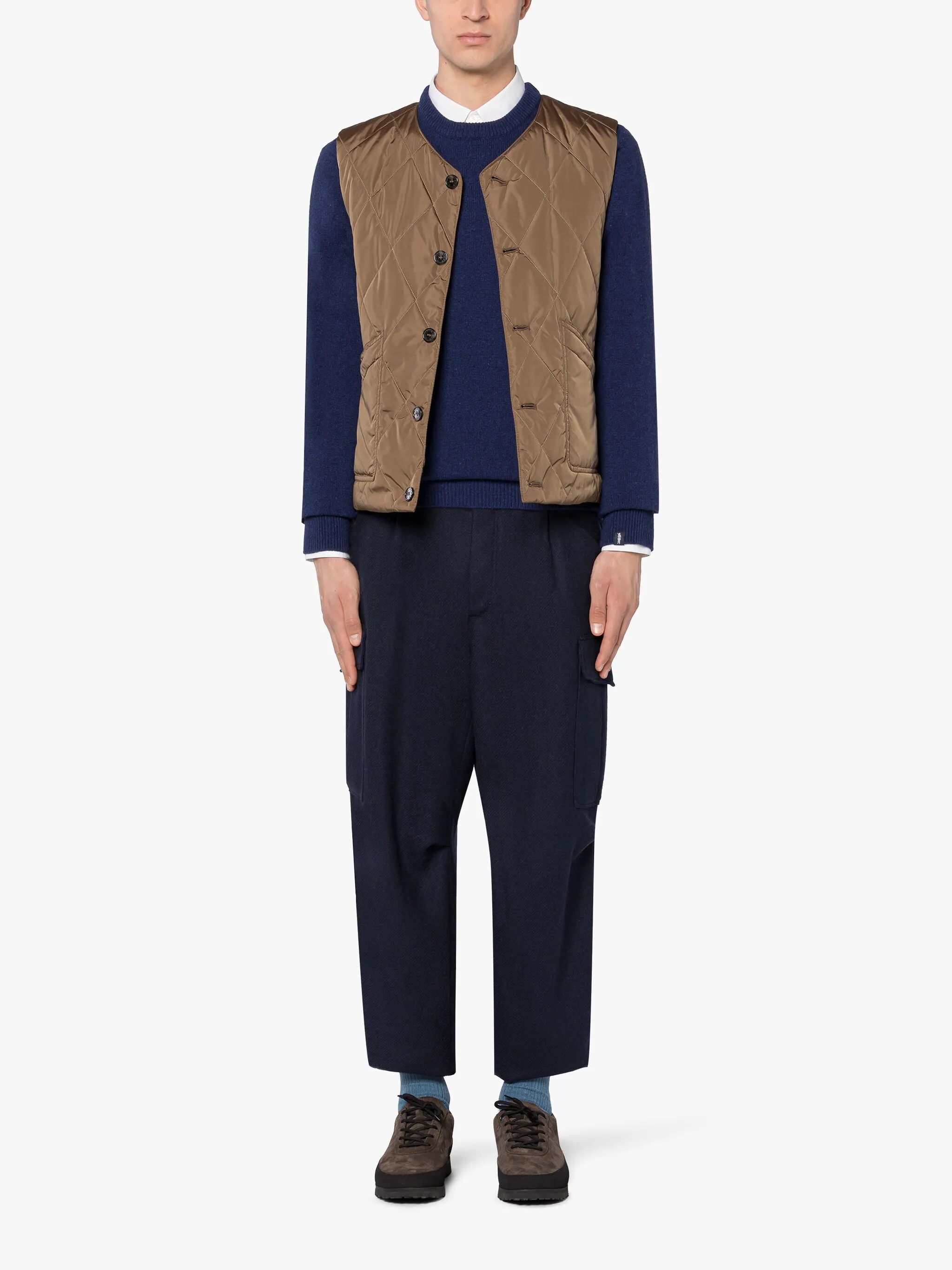 NAVY WOOL CARGO TROUSERS - 2