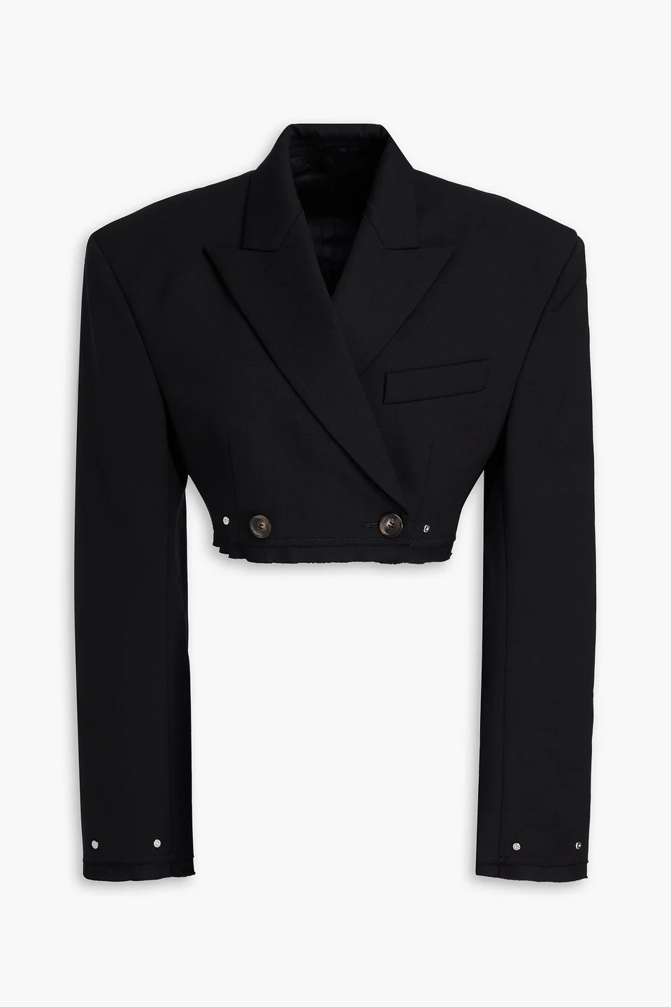 Cropped wool-blend twill blazer - 1