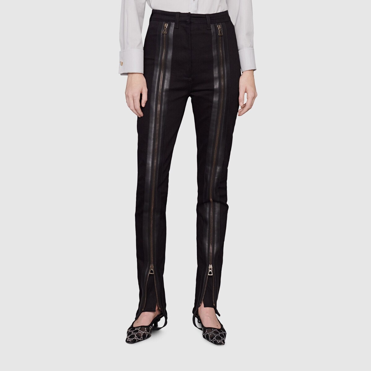 Zip pant with and leather pockets - 6