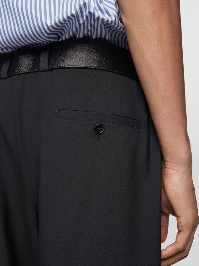 CROPPED TROUSERS IN COOL WOOL WITH DRAWSTRING AT THE WAIST - 4