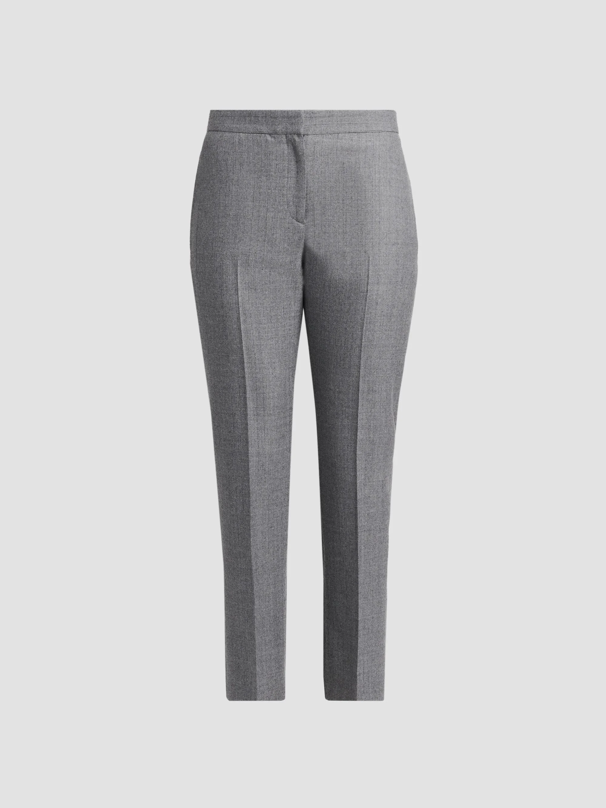 Women's Crop Wool Cigarette Trousers - Grey Melange - 1