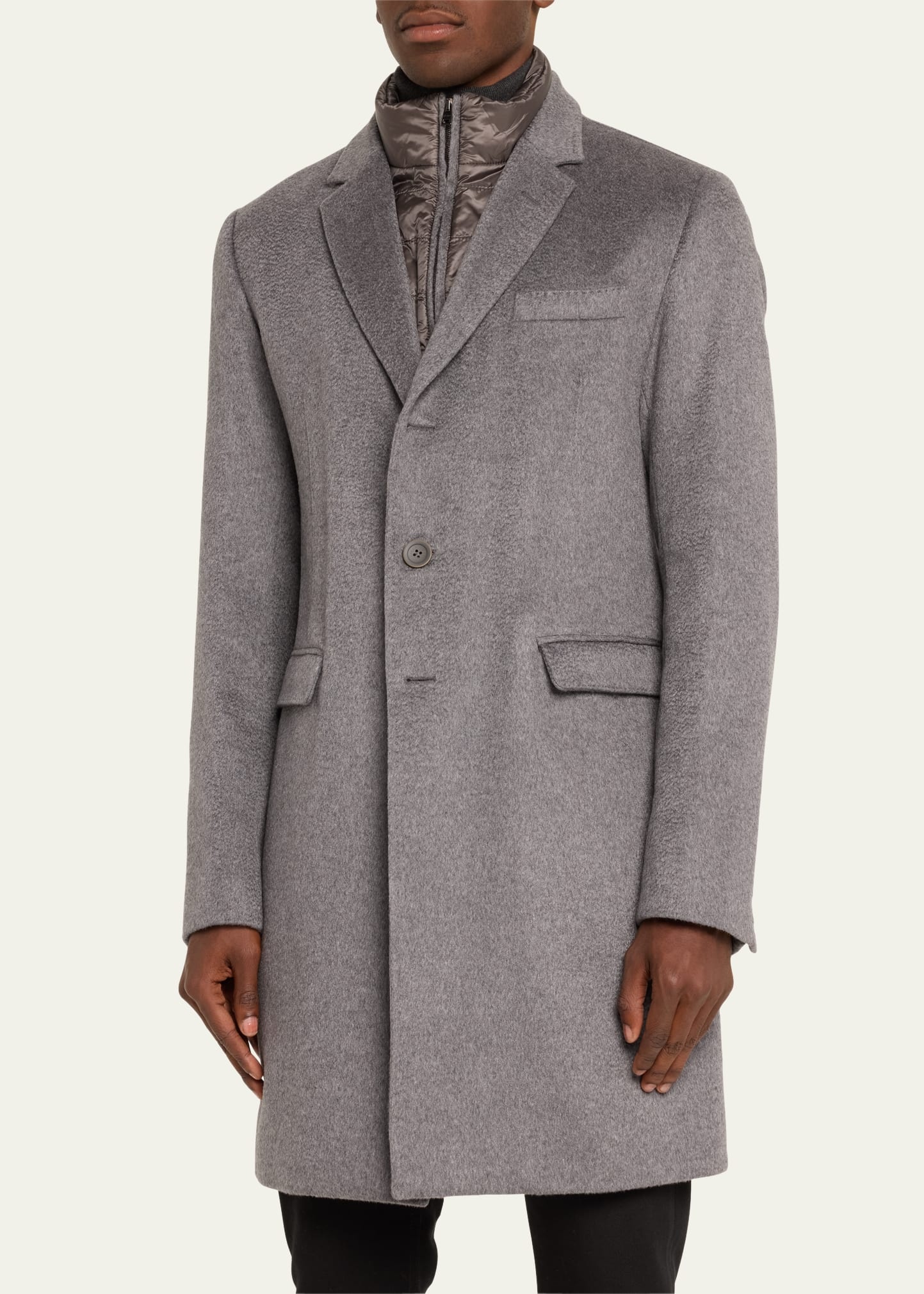 Men's Cashmere Topcoat with Nylon Wind Guard - 4