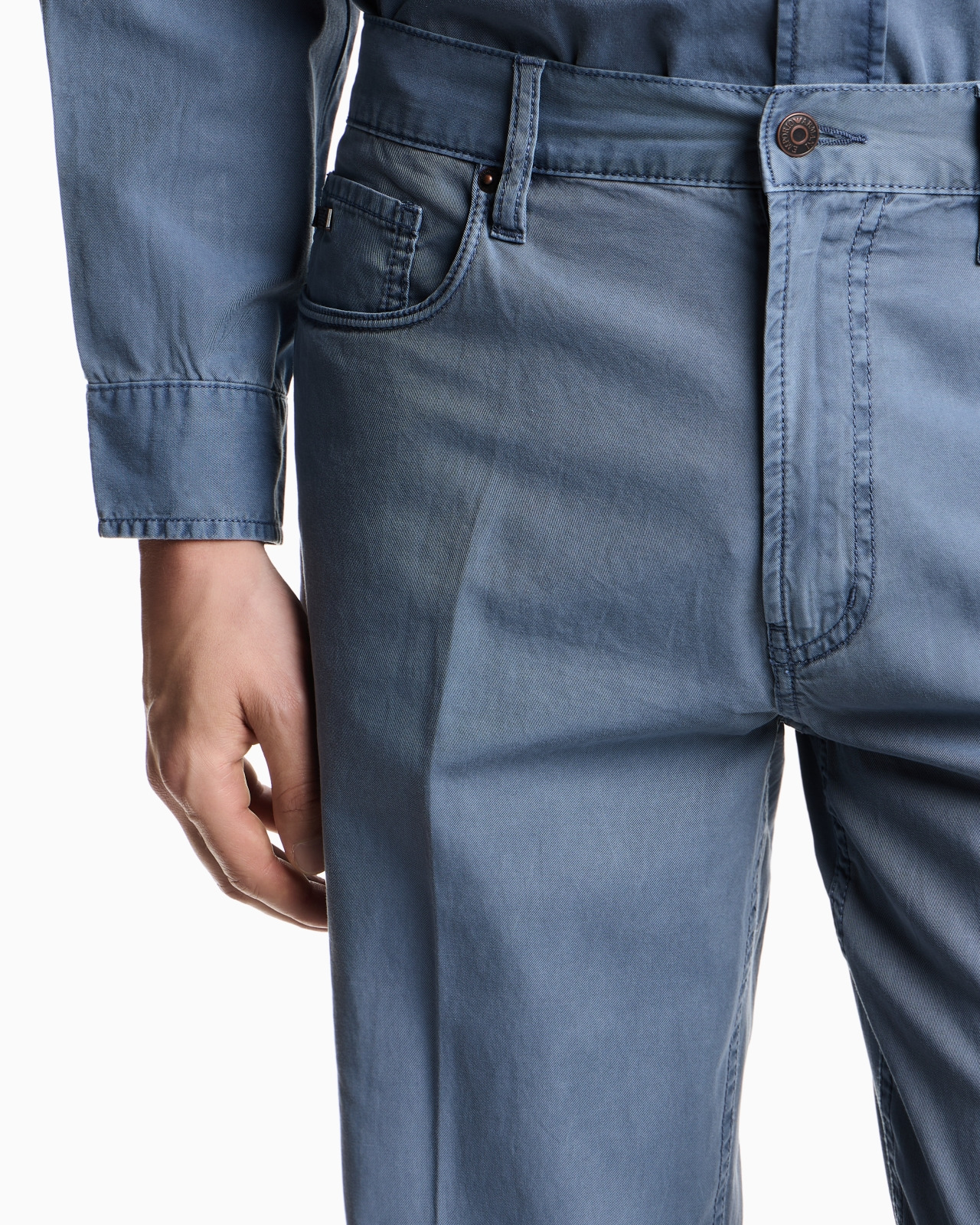 J76 STRAIGHT-FIT FIVE-POCKET WASHED TWILL TROUSERS - 5