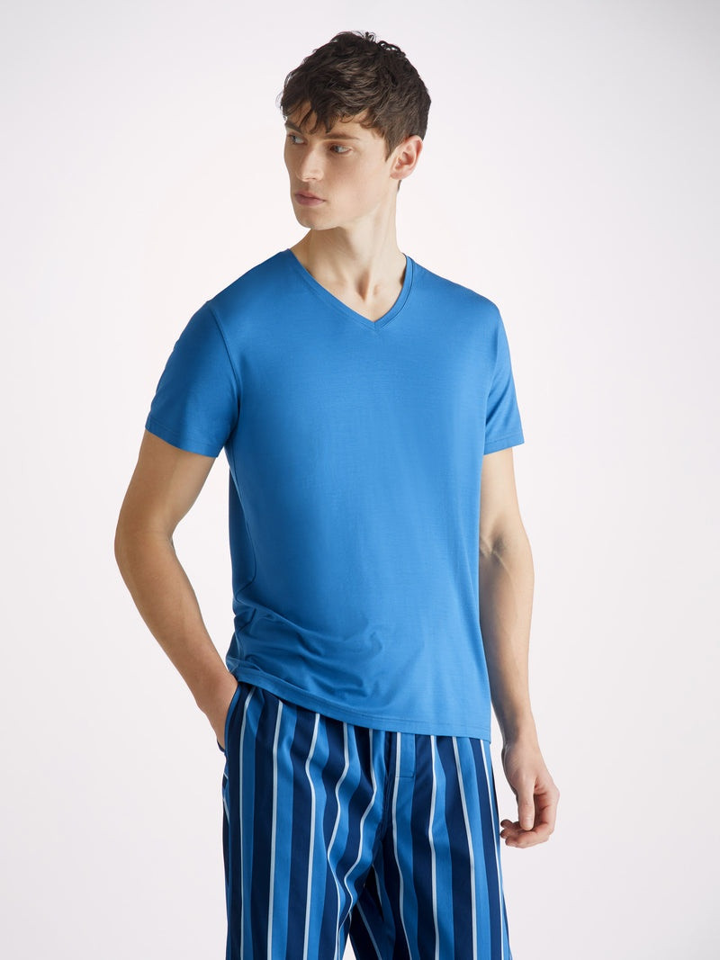 Men's V-Neck T-Shirt Basel Micro Modal Stretch Ocean 2