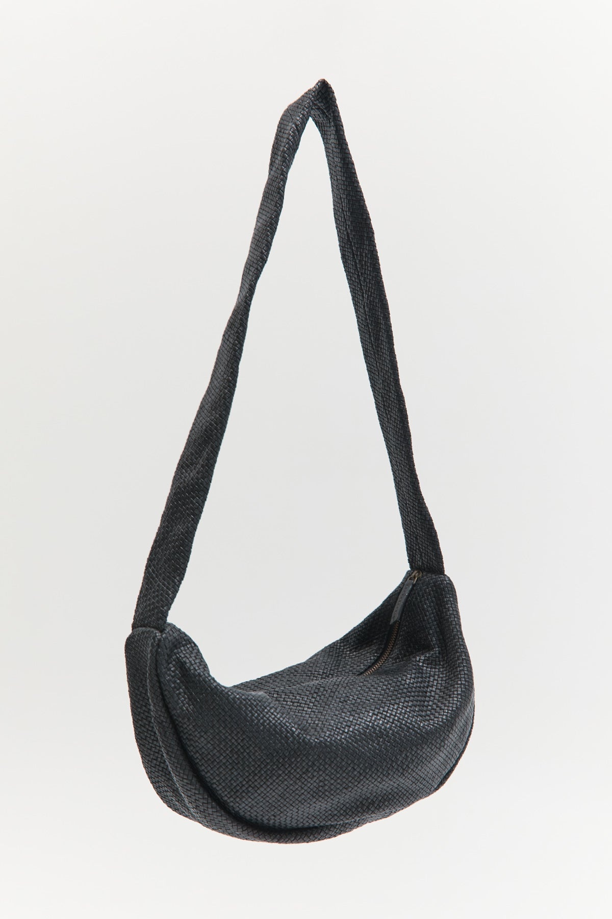 Woven Crescent Bag - Black - 1