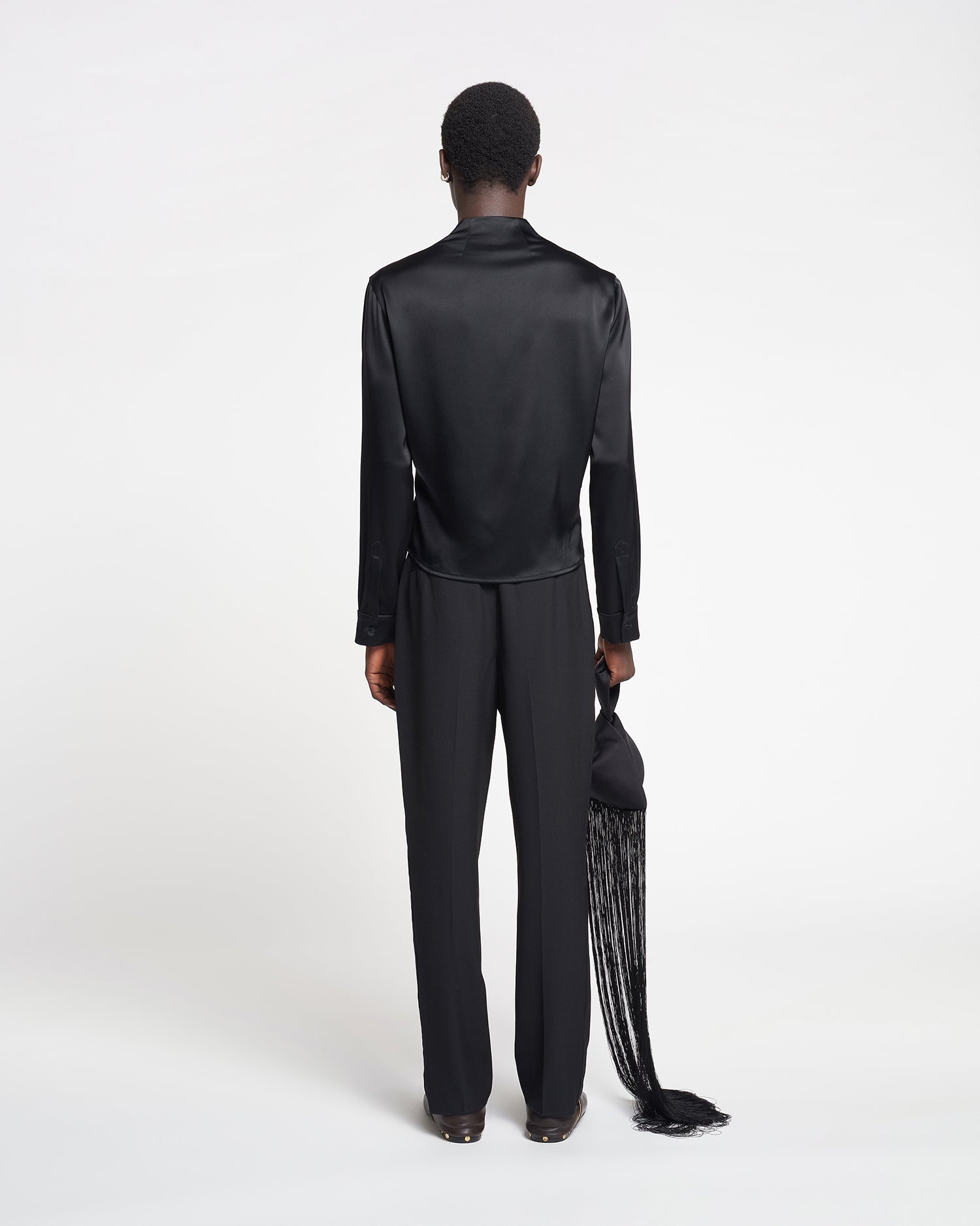 Slip Satin Wrap Shirt - 5