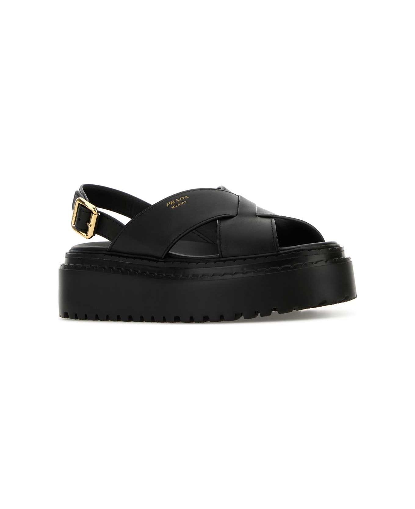 Black Leather Sandals - 2