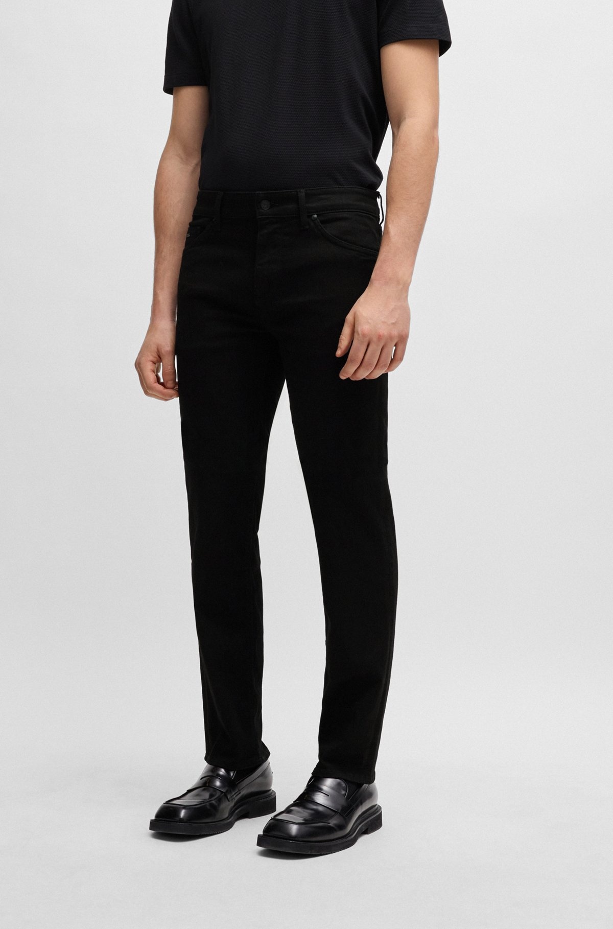 REGULAR-FIT JEANS IN BLACK-BLACK ITALIAN DENIM - 2