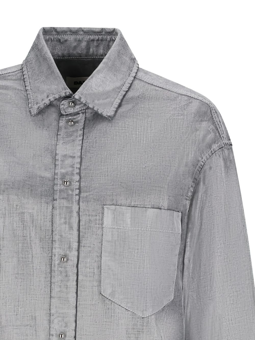 denim-effect collared shirt - 3