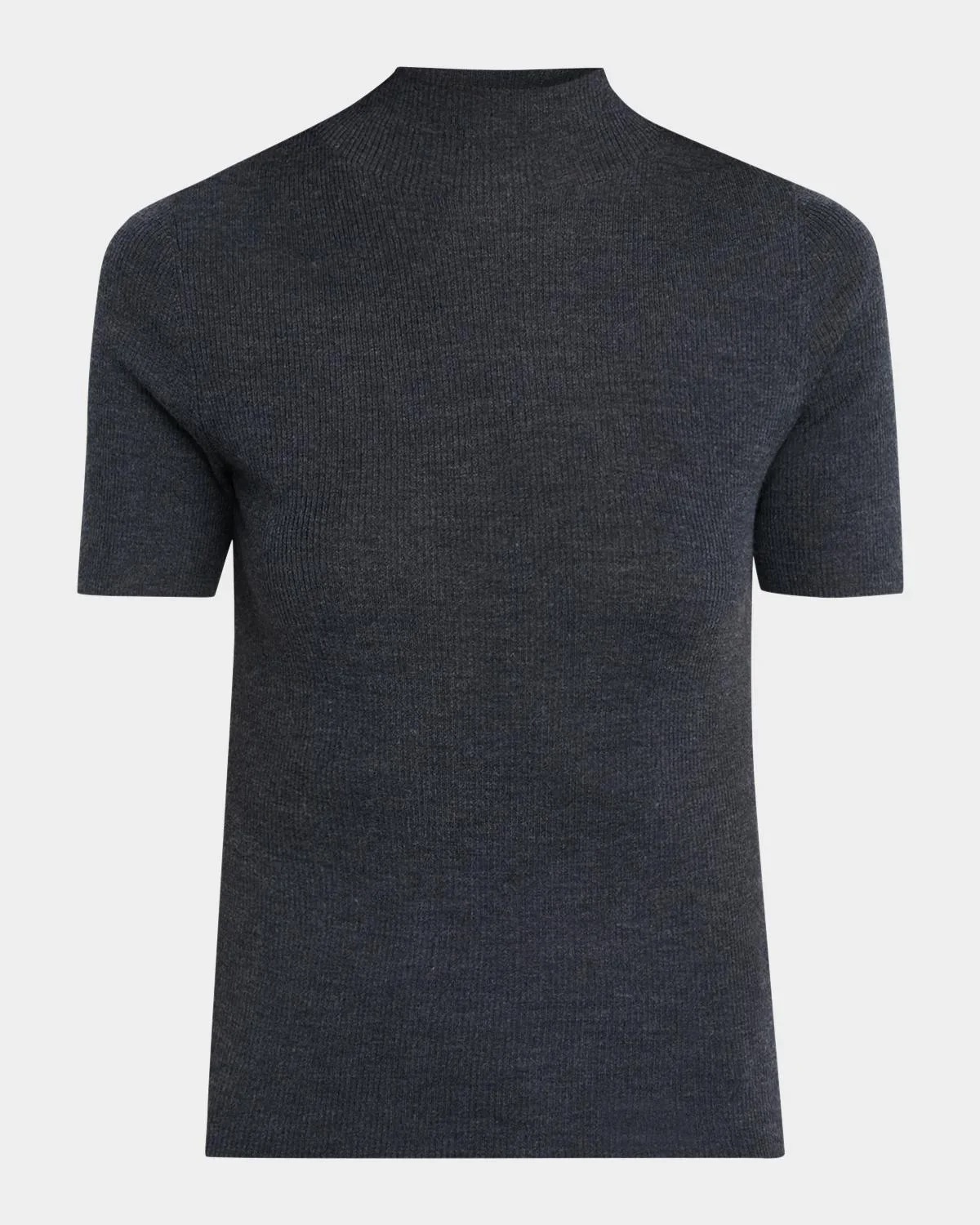 Leenda Regal Merino Wool Short-Sleeve Mock-Neck Top - 1