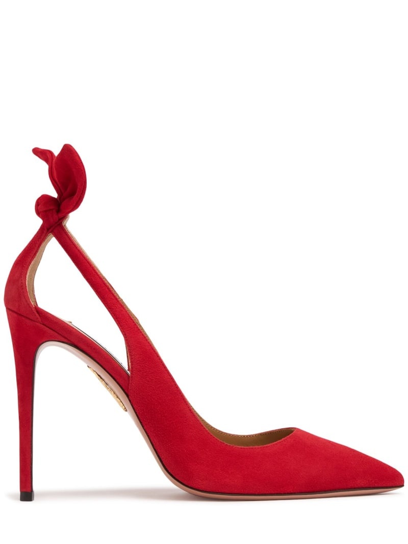 105mm Bow Tie suede pumps - 1