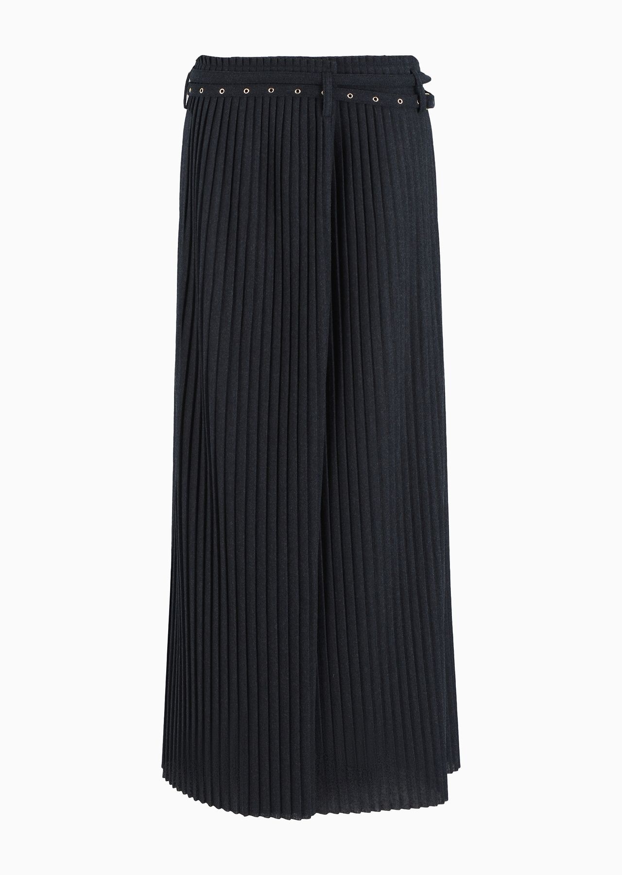 Pleated wool jersey midi skirt - 1