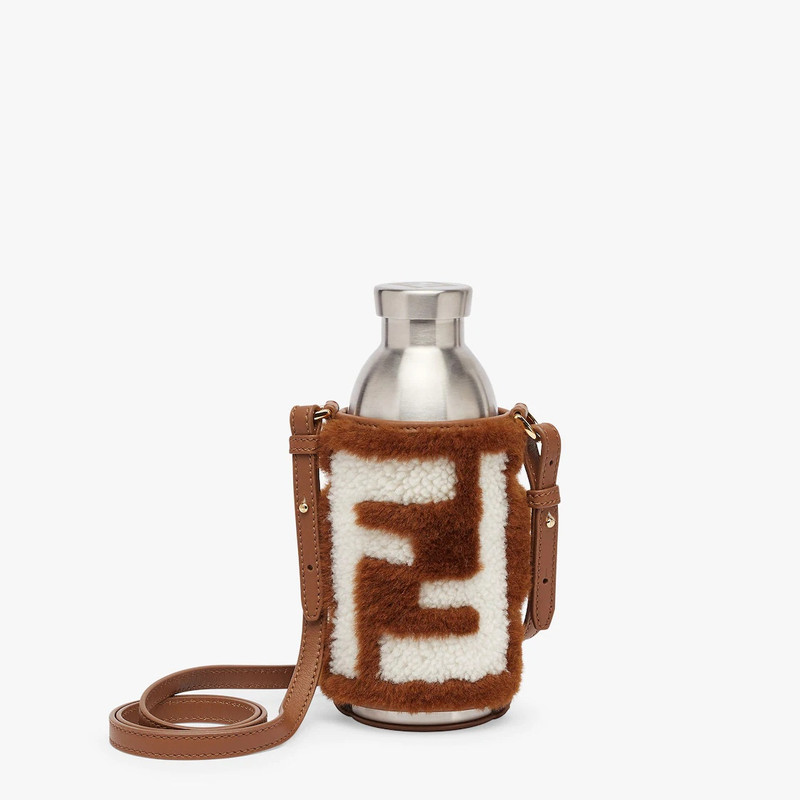 Brown FF leather flask holder 1