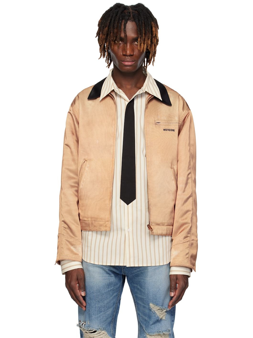 Beige Printed Work Jacket - 1