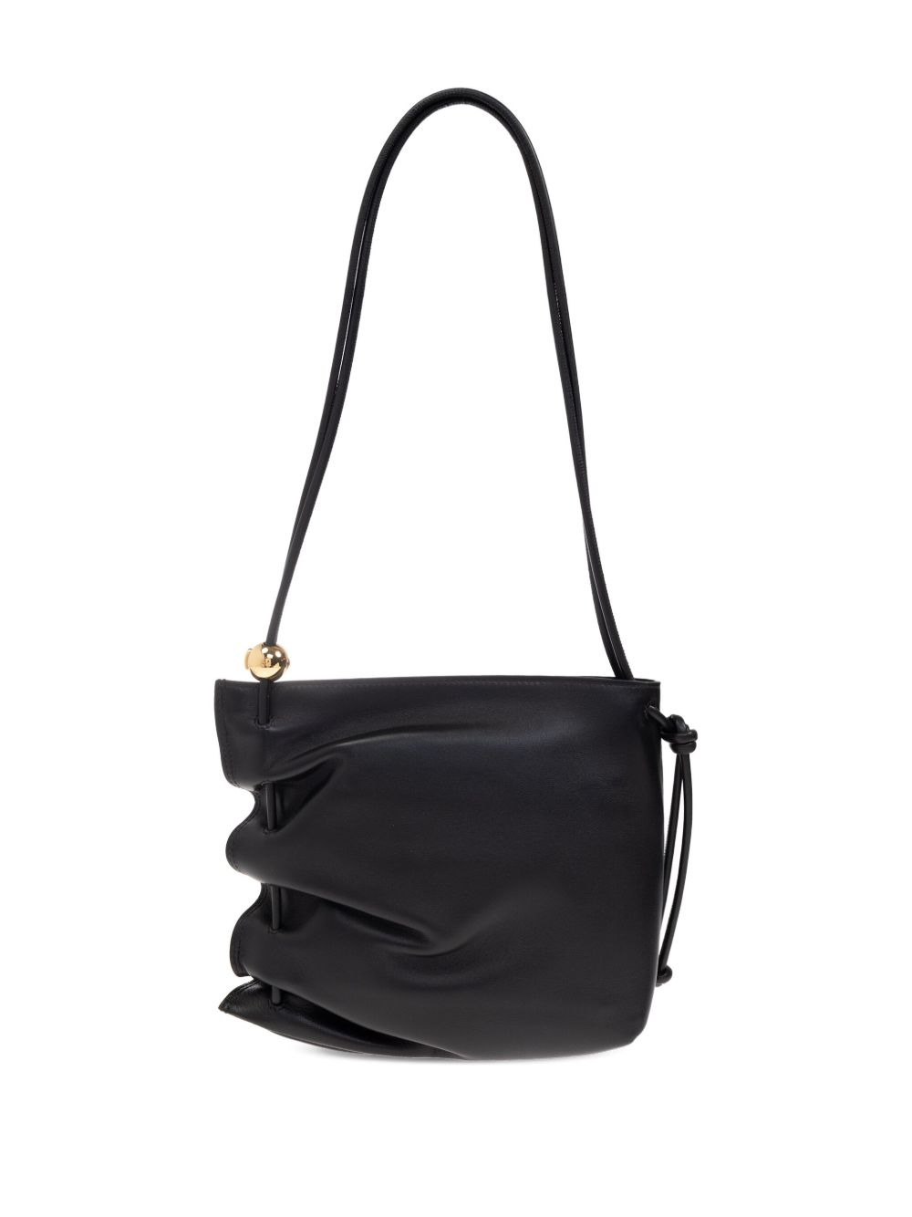ruched leather shoulder bag - 3