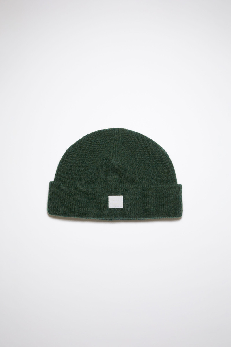 Rib knit beanie - Dark green 1