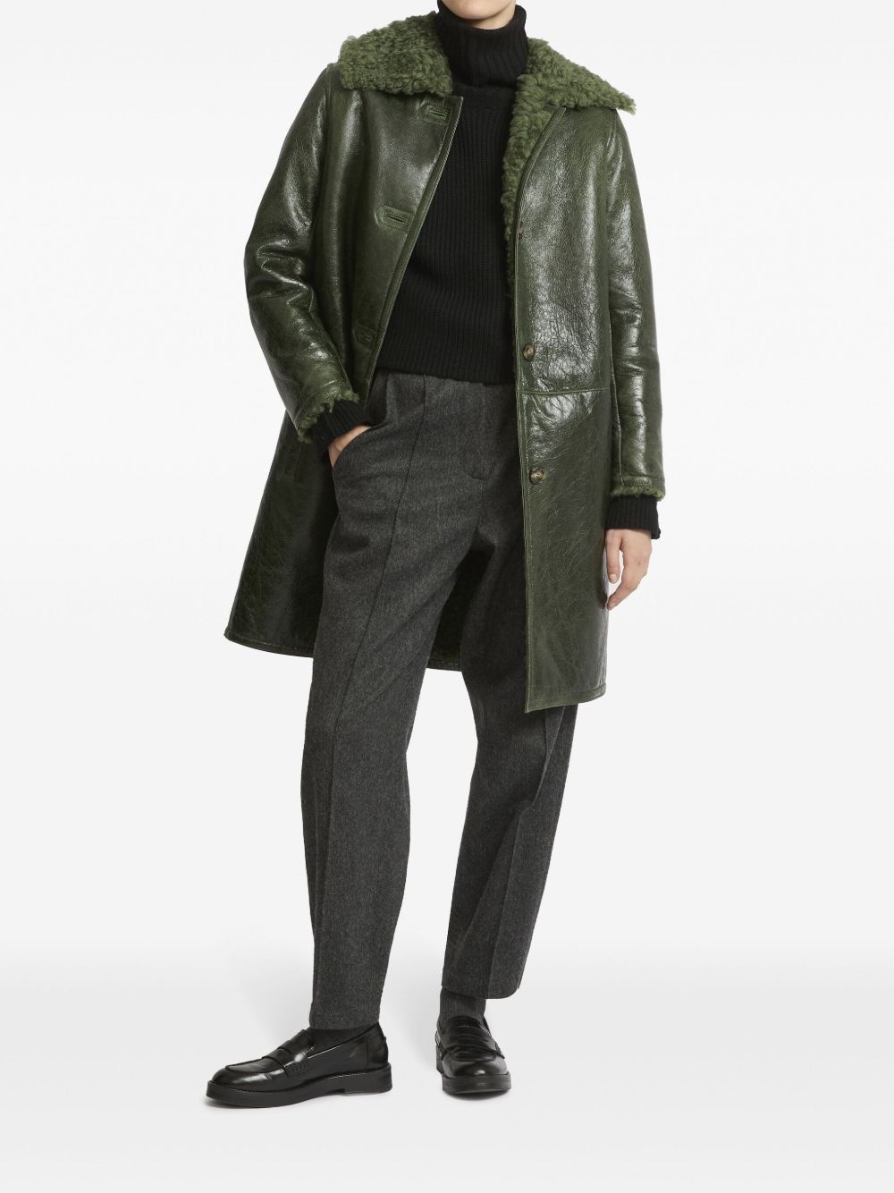 patent-finish leather coat - 2