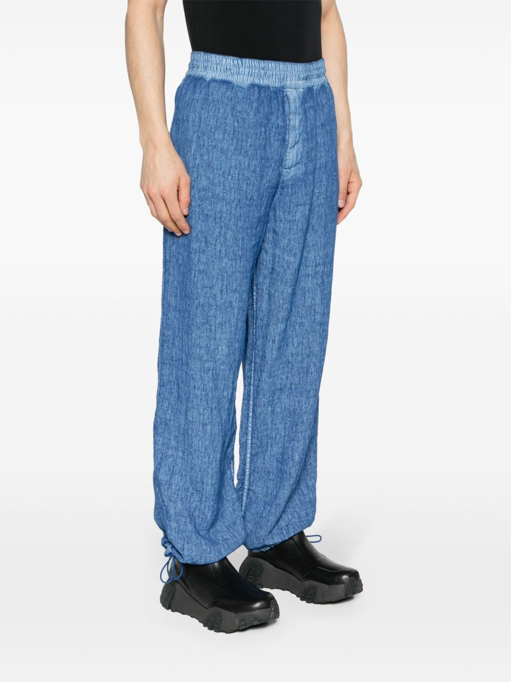 straight-leg linen trousers - 3