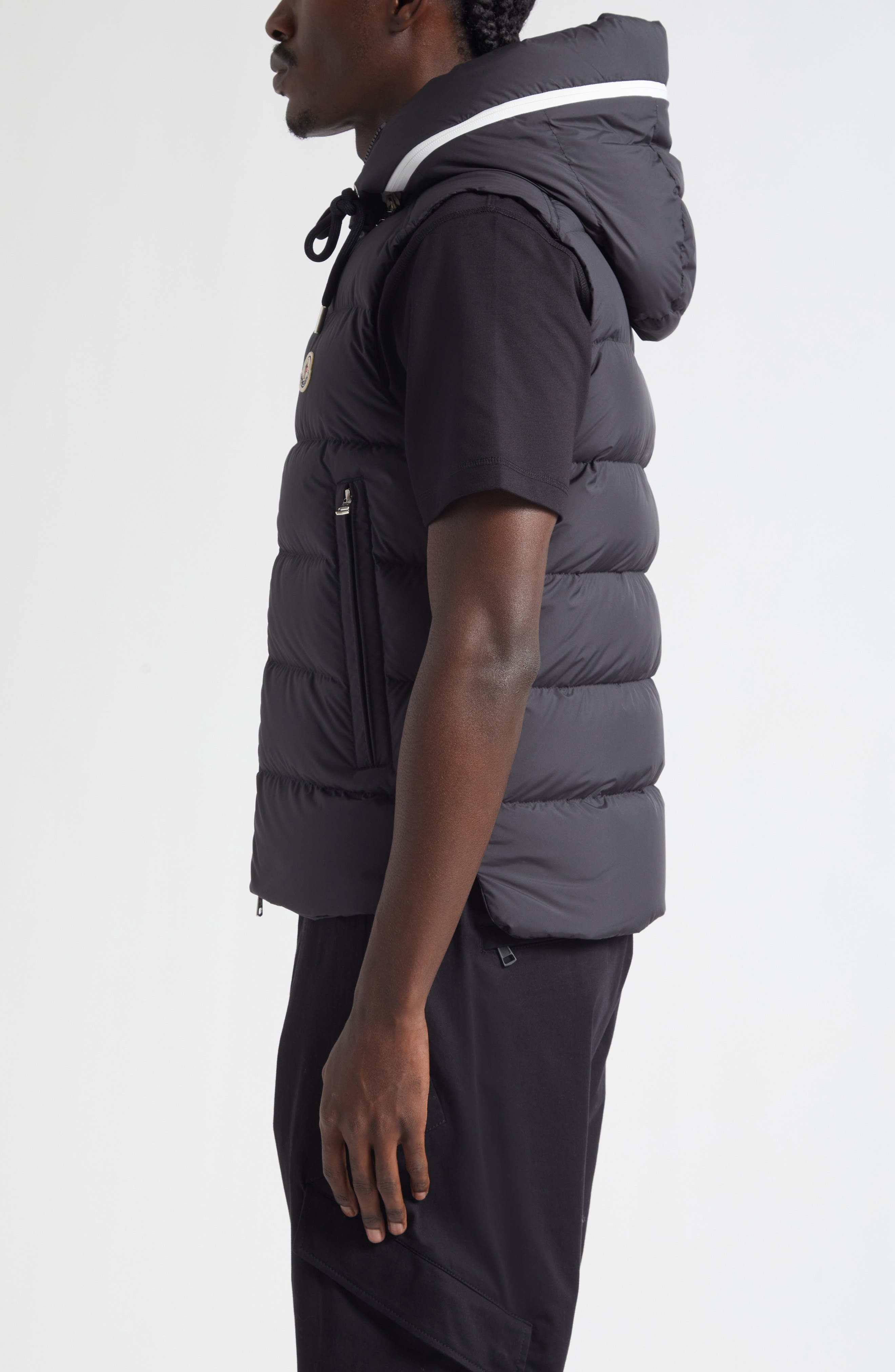 Moncler Cardamine Down Hooded Vest in Black at Nordstrom - 4