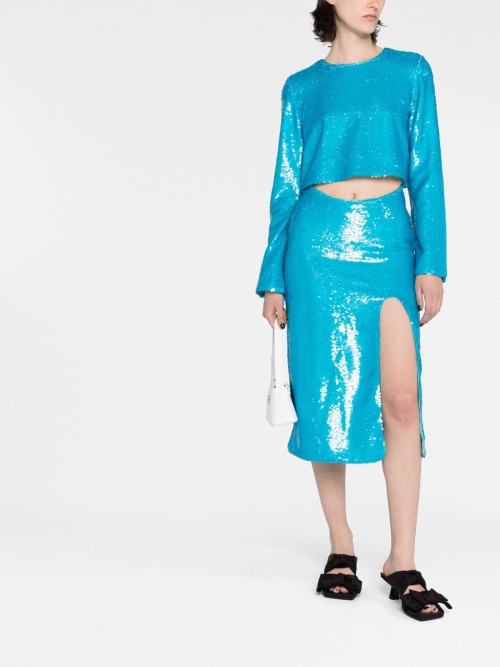 sequin-embellished crop top - 2