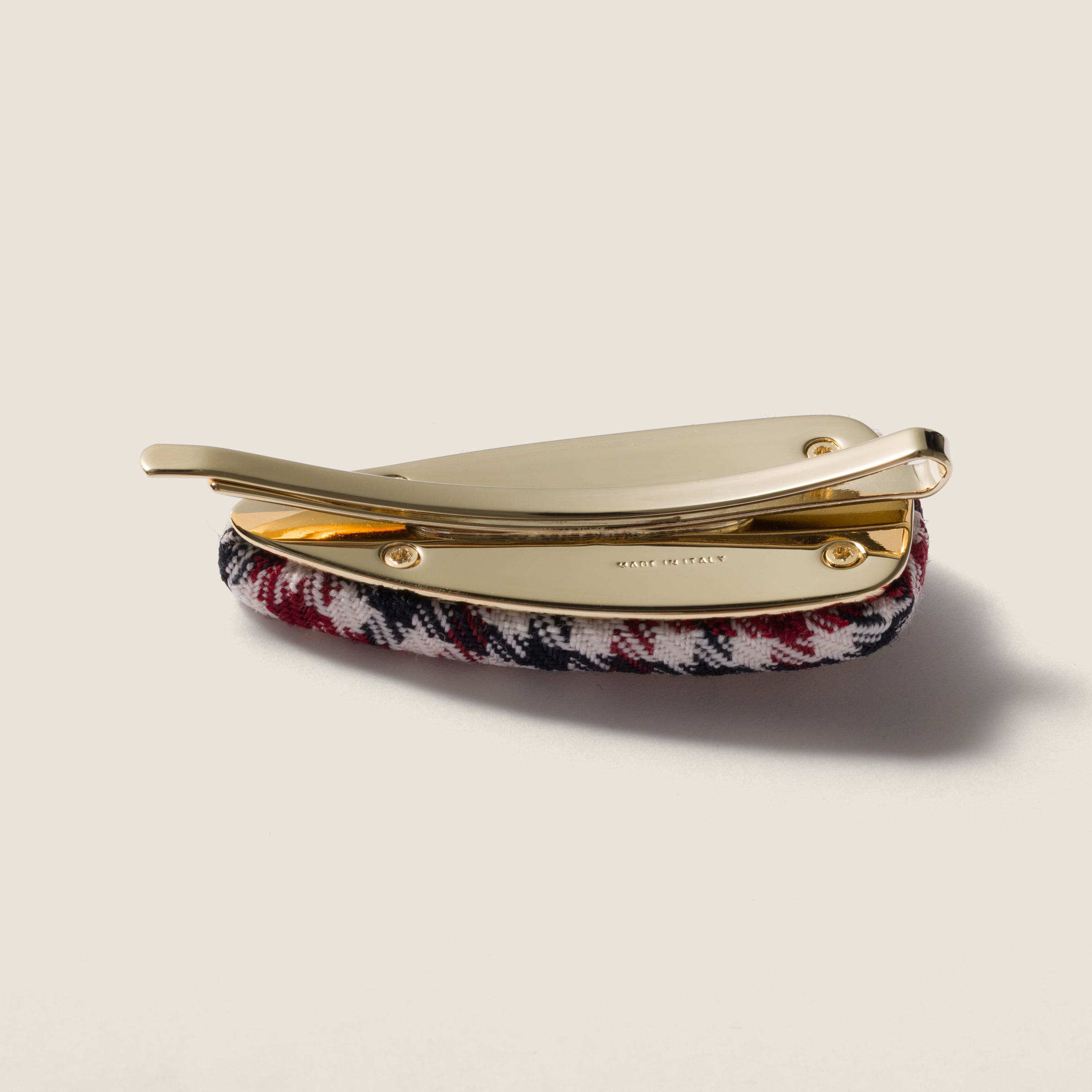 Checked fabric, corduroy and suede hair barrettes - 2